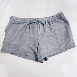 LIz Claiborne Gray‎ Shorts XXL Pull On Elastic Waist Linen/Cotton Pockets Casual